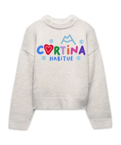 Mc2 Saint Barth Long-sleeved Knitted Sweater In White