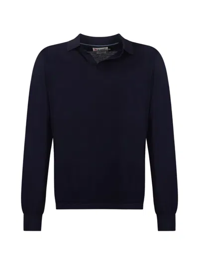Mc2 Saint Barth Long-sleeved Polo Shirt In Blue