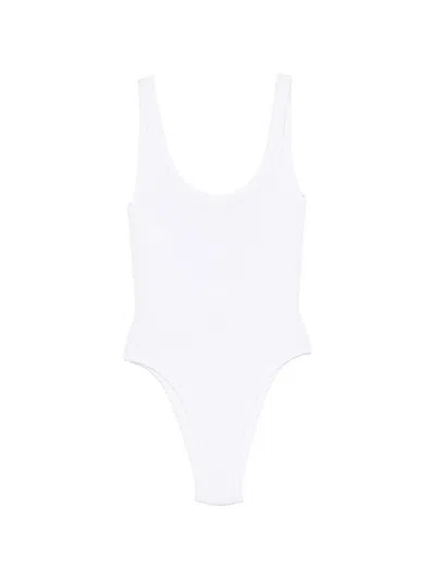 Mc2 Saint Barth Lora Crinkle-effect Swimsuit In Yellow