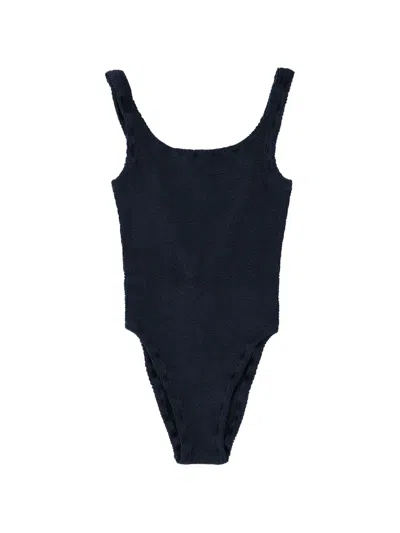 Mc2 Saint Barth Lora Crinkle-texture Swimsuit In Blue