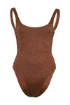 Mc2 Saint Barth Lora One Piece Leopard With Rhinestones In Brown