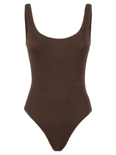 Mc2 Saint Barth Lora - One-piece Swimsuit With Round Neckline In Brown