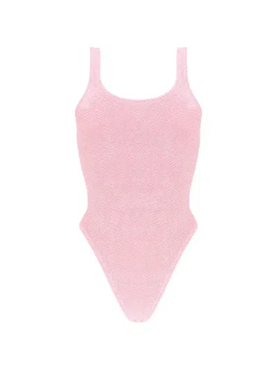 Mc2 Saint Barth Lora Textured-finish Scoop-neck Swimsuit In Pink