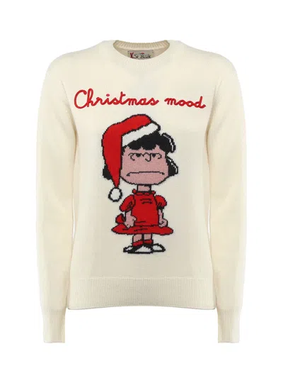 Mc2 Saint Barth Lucy Christmas Mood Sweater In White