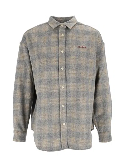 Mc2 Saint Barth Lully Flannel-sb Snoopy Lover Tartan 1511 Emb In Gray