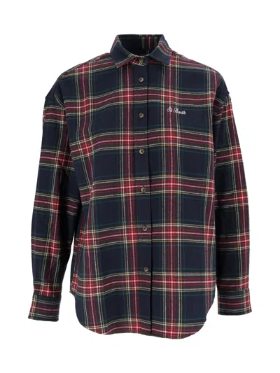 Mc2 Saint Barth Lully Flannel-toy Not Boy Tartan 6152 Emb In Blue