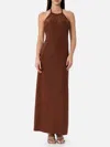 Mc2 Saint Barth Lurex Brown Knitted Long Dress In Brown