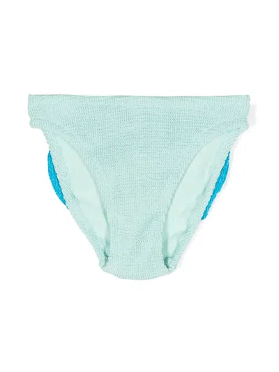 Mc2 Saint Barth Kids' Lurex Crinkled Bikini Bottoms In Green