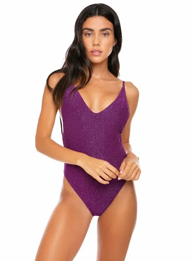 Mc2 Saint Barth Lurex Violet One Piece Swimsuit In Purple