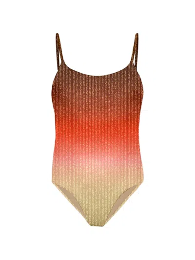 Mc2 Saint Barth Lurex-degradé Swimsuit In Neutral