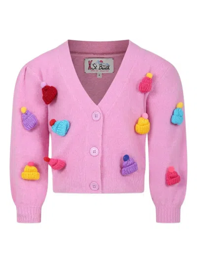 MC2 SAINT BARTH LYZA APPLIQUÉ BUTTON CARDIGAN