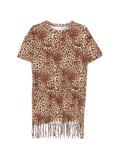 Mc2 Saint Barth Macha String Leopard-print Mini Dress In Brown