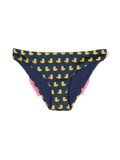 Mc2 Saint Barth Kids' Madame Bow-detail Bikini Briefs In Blue
