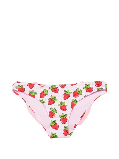 Mc2 Saint Barth Babies' Madame Strawberry-print Bikini Bottoms In Pink