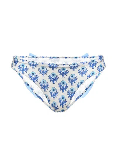 Mc2 Saint Barth Madame Swim Briefs With Bow And Flower Print In Black