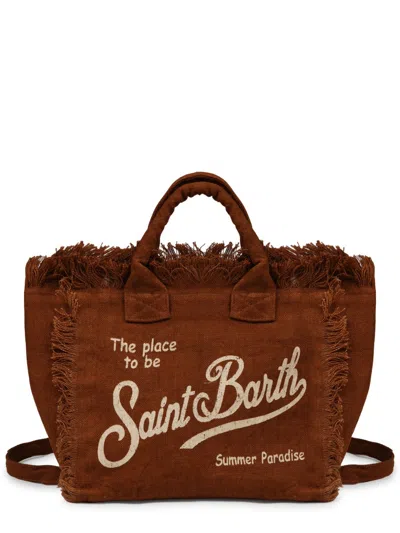 Mc2 Saint Barth Made In India Linen Handbag In Brown
