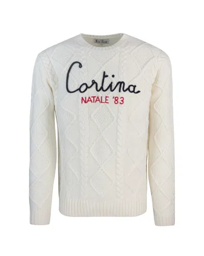 Mc2 Saint Barth Bergen Cortina Christmas Sweater '83 In White