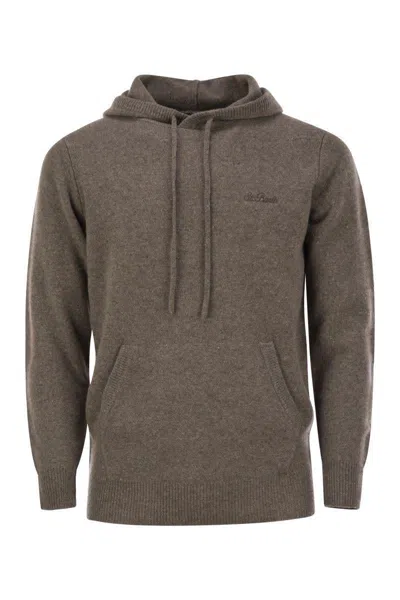Mc2 Saint Barth Mahony - Hooded Lambswool Jumper In Brown