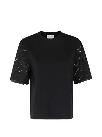 Mc2 Saint Barth Maisa Scallop-edge T-shirt In Black