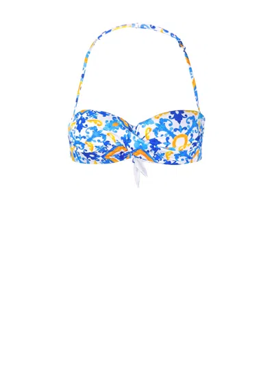 Mc2 Saint Barth Majolica Print Bandeau Top In White