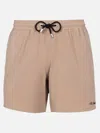 Mc2 Saint Barth Logo-embroidered Swim Shorts In Brown