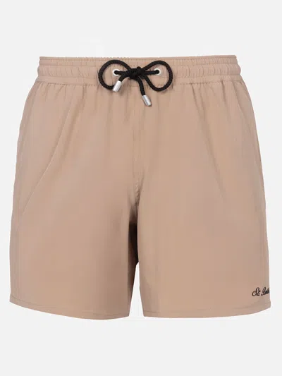 Mc2 Saint Barth Logo-embroidered Swim Shorts In White