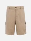 Mc2 Saint Barth Man Beige Linen Bermuda Shorts Rodi In White
