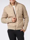 Mc2 Saint Barth Man Beige Padded Jacket With Knitted Braided Sleeves In White