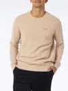 Mc2 Saint Barth Man Beige Stretch Wool Sweater With St. Barth Embroidery In Beige