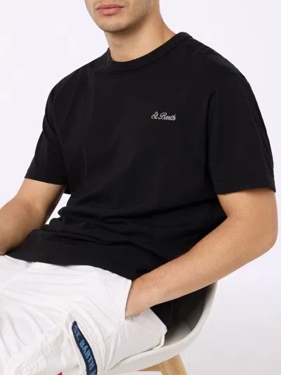Mc2 Saint Barth Logo-embroidered Cotton T-shirt In Black