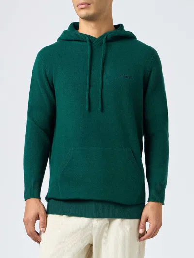 Mc2 Saint Barth Man British Green Hooded Sweater Mahony