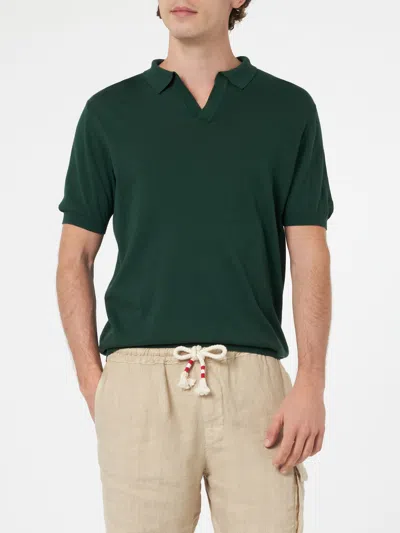Mc2 Saint Barth Man British Green Knitted Polo Shirt Sloan