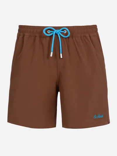 Mc2 Saint Barth Man Brown Comfort Swim Shorts