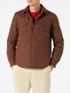 Mc2 Saint Barth Man Brown Padded Overshirt With Patch Pockets