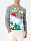 Mc2 Saint Barth Man Cashmere Blend Sweater Heron With Verbier Jacquard In Grey