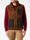 Mc2 Saint Barth Man Check Sherpa Vest Jacket With Patch Pockets In Brown