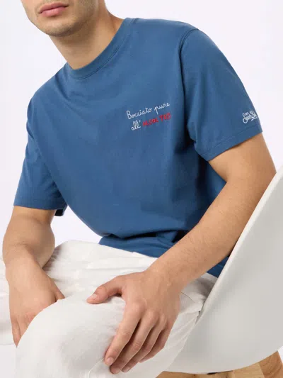 Mc2 Saint Barth Portofino Embroidered T-shirt In Blue