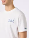 Mc2 Saint Barth Man Classic Fit Cotton Jersey T-shirt Portofino With Ti Porto Alle Boe Print Alle Boe Special Editio In White
