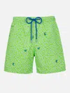 Mc2 Saint Barth Man Comfort Light Swim Shorts With Crabs Print In Verde Fluo