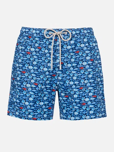 Mc2 Saint Barth Fish-print Swim Shorts In Blue