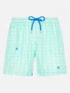 Mc2 Saint Barth Man Comfort Light Swim Shorts With Octopus Print In Green