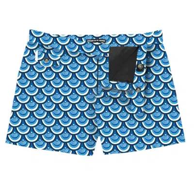 Mc2 Saint Barth Shorter-lenght Swim Short Majolica Print In Blue