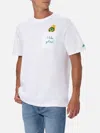 Mc2 Saint Barth Man Cotton T-shirt Austin With Watch Print And Embroidery In White