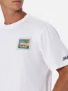Mc2 Saint Barth Man Cotton T-shirt With Capri Postcard Front And Back Print Alessandro Enriquez Special Edition In White