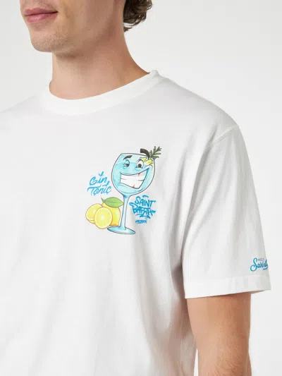 MC2 SAINT BARTH MAN COTTON T-SHIRT WITH CRYPTOPUPPETS GIN TONIC FRONT AND BACK PLACED PRINT CRYPTOPUPPETS SPECIAL ED