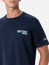Mc2 Saint Barth Man Cotton T-shirt With Gin Tonic Addicted Placed Print In Blue