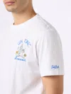 Mc2 Saint Barth Man Cotton T-shirt With Gin Tonic Print And Embroidery In White