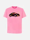 Mc2 Saint Barth Man Cotton T-shirt With Lodola Placed Print And Embroidery Marco Lodola Special Edition In Fluo