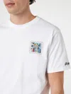 Mc2 Saint Barth Man Cotton T-shirt With St. Tropez Postcard Front And Back Print Alessandro Enriquez Special Edition In White