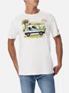 Mc2 Saint Barth Man Cotton T-shirt With Panda On Panda Print And Embroidery Fiat Panda Special Edition In White